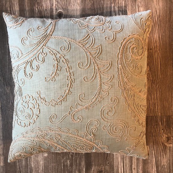 Mattuck Embroidered Throw Pillow Linen Suede - Picture 4 of 12